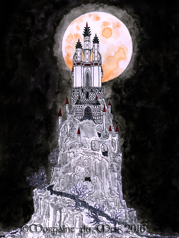 Gothic Castle on Hill Full Moon Fine Art Print