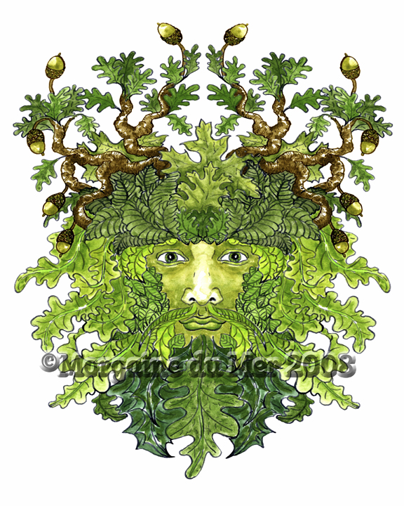 Greenman with Oak Leaves and Acorns Print